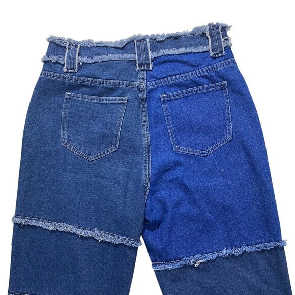 Shein Women Patchwork Medium Wash Dark Wash Denim Jeans Sz 31 x30 High-Rise - Picture 8 of 11